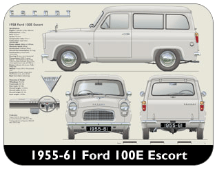 Ford Escort 100E 1955-61 Place Mat, Medium